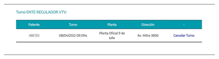 Paso 3 para consultar o cambiar el turno de la VTV en Ciudadela